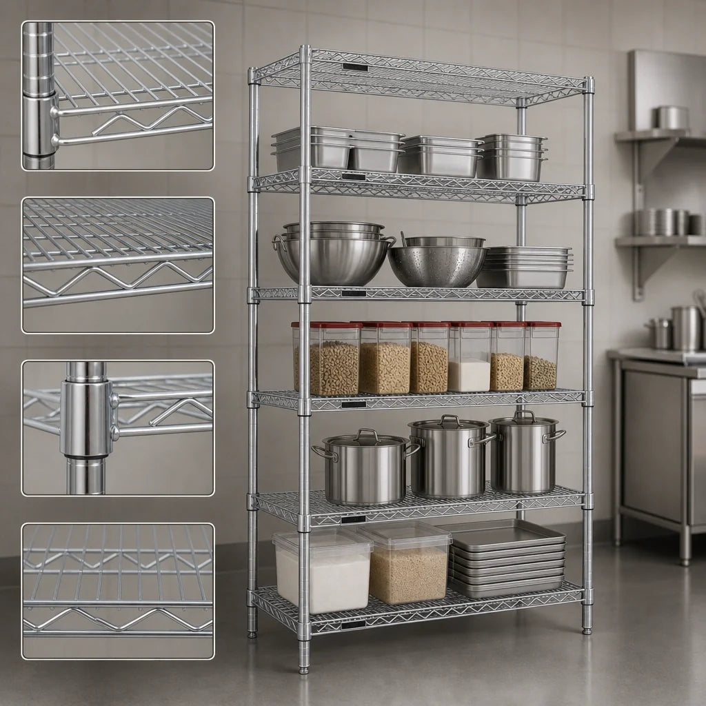 Eagle Group S5-86-2460C 5-Tier Wire Shelving Starter Unit, 60"W x 24"D x 86"H, Chrome-Plated