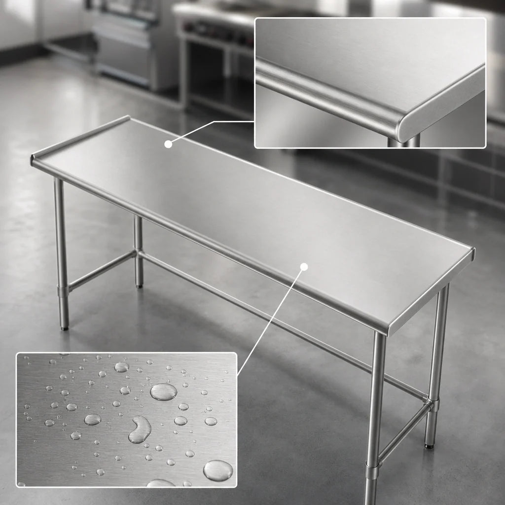 Eagle Group Spec-Master T24108STEM Stainless Steel Work Table, 108W x 24D, 14-Gauge 300 Series Top, Open Base
