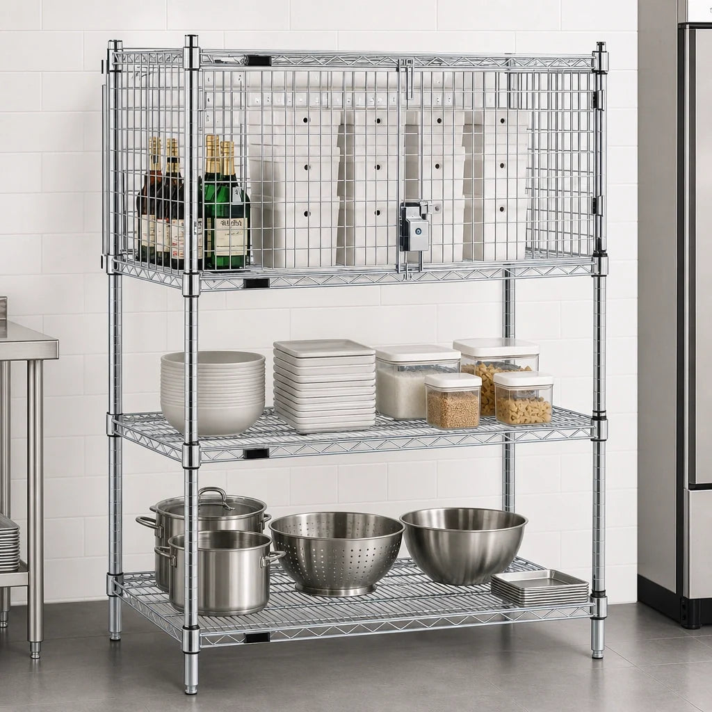 Eagle Group SECM2436C Chrome Security Enclosure Kit with Hinged Doors, 36 x 24 x 20 Inches