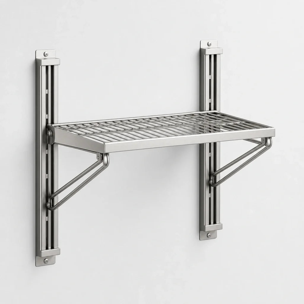 Eagle Group PWE14-1S Prepackaged Adjustable Post Wire Wall-Mount End Unit for 14-Inch Deep Shelf, Stainless Steel