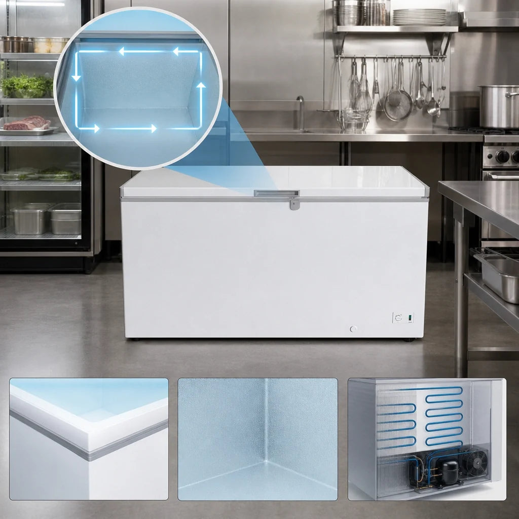 Excellence Commercial Products BD-16 Commercial Chest Freezer, 15.8 cu. ft., Solid Locking Hinged Lid, White