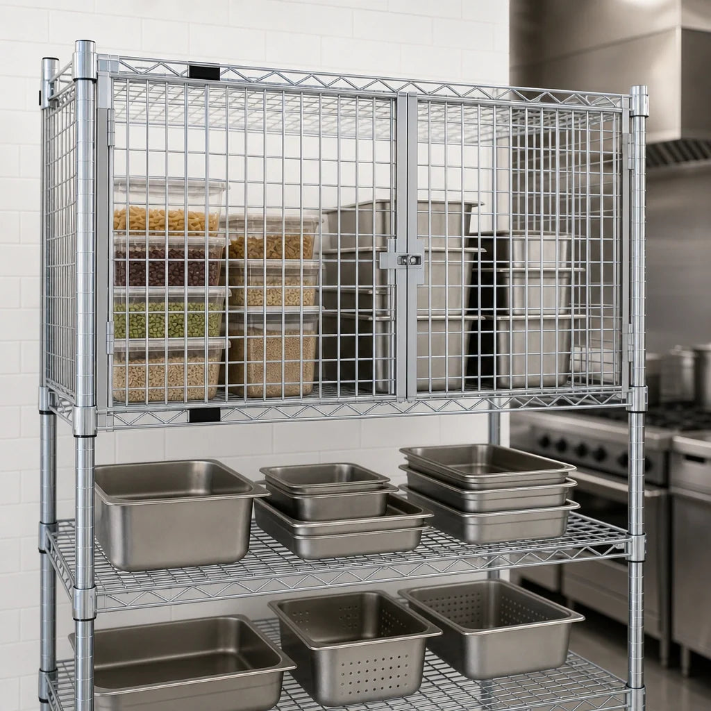 Eagle Group EAGLEbrite SECM2130Z Wire Shelving Security Enclosure Kit, 30W x 21D, Hinged Doors, 20-Inch Shelf Spacing, Zinc