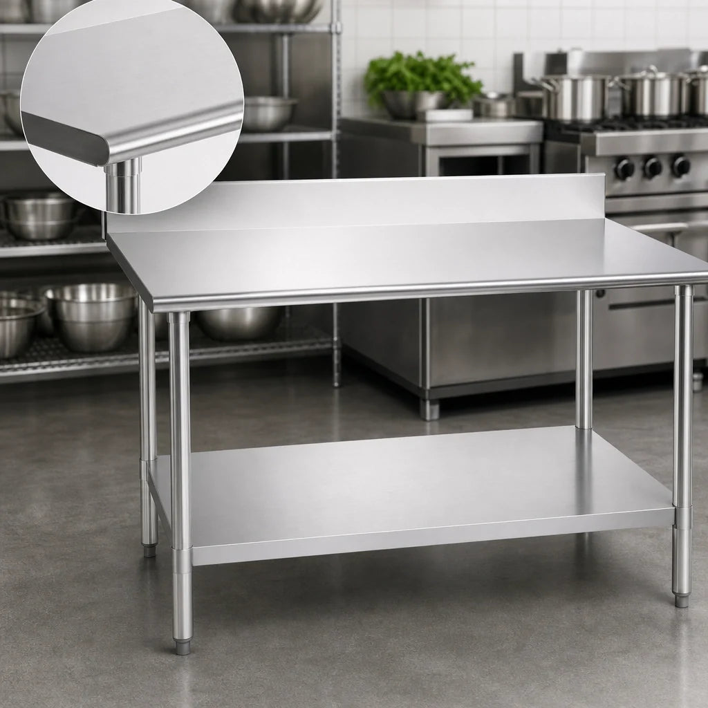 Eagle Group Deluxe T3048EB-BS 48 x 30-Inch Stainless Steel Work Table, 16-Gauge 300 Series Top, Backsplash and Undershelf