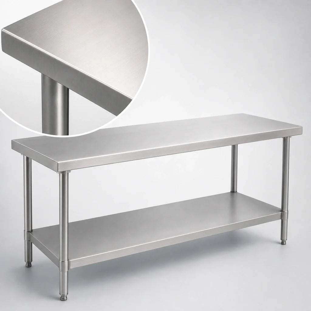 Eagle Group Spec-Master T4872SEM Stainless Steel Work Table, 72"W x 48"D, 14-Gauge Top, Box Marine Edge, Adjustable Undershelf
