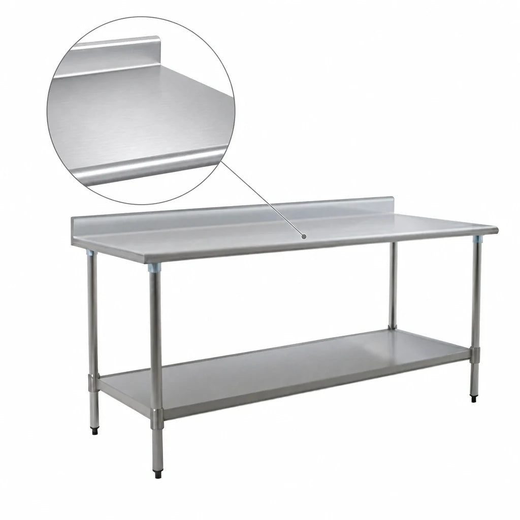 Eagle Group BlendPort® BPT-2448SB-BS 48"W x 24"D 430 Stainless Steel Work Table with 4-1/2" Backsplash and Adjustable Undershelf