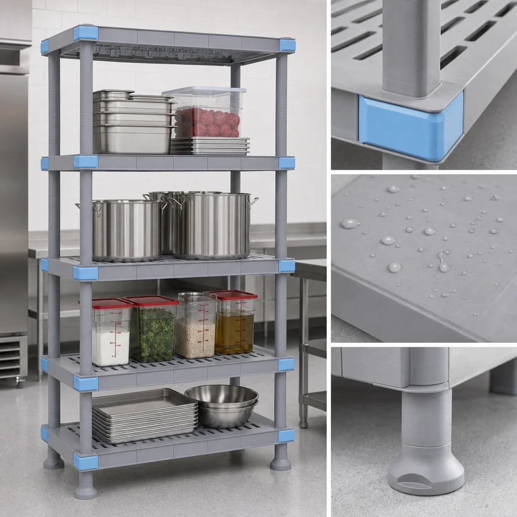 Quantum Millenia QP213686V4S1 36 x 21 x 86 in. Gray Polymer Shelving Starter Unit with 5 Shelves