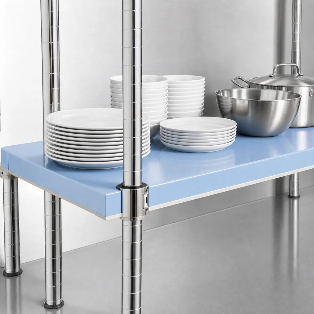 Eagle Group QuadPlus QPF-2472V-BS 72 x 24 Inch Solid Blue Polymer Shelf Mat with Antimicrobial Protection and Gray Epoxy Wire Frame Case of 2