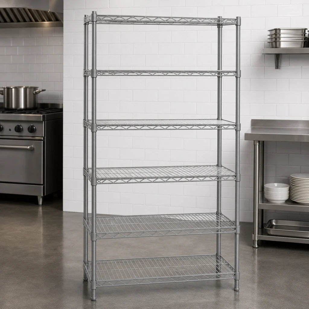 Eagle Group Valu-Master S5-86-1824V 5-Tier Starter Wire Shelving Unit, 24"W x 18"D x 86"H, Pewter Gray Epoxy