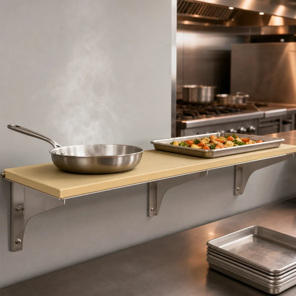 Eagle Group Richlite RLB-5 Heat-Resistant Composite Cutting Board with Stainless Steel Brackets, 79 x 8 x 1/2 Inch