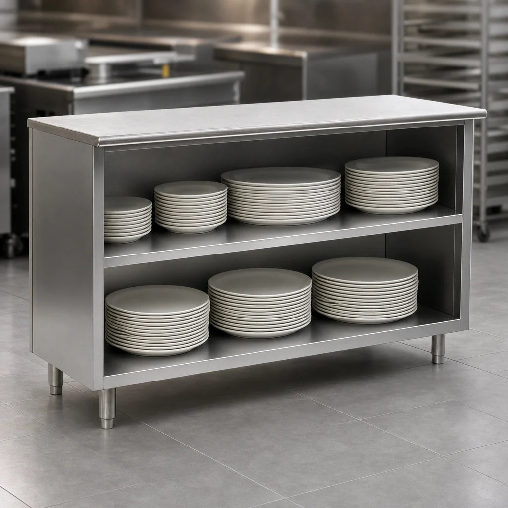 Eagle Group Spec-Master PC1872SE-CS 72-Inch Open Front Stainless Steel Plate Cabinet with Fixed Shelf