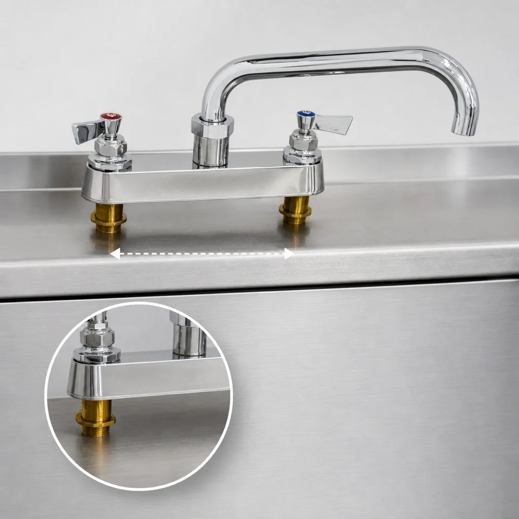 Fisher 5314 Commercial Deck-Mount Manual Faucet, 8-Inch Centers, 14-Inch Swing Spout, Lever Handle