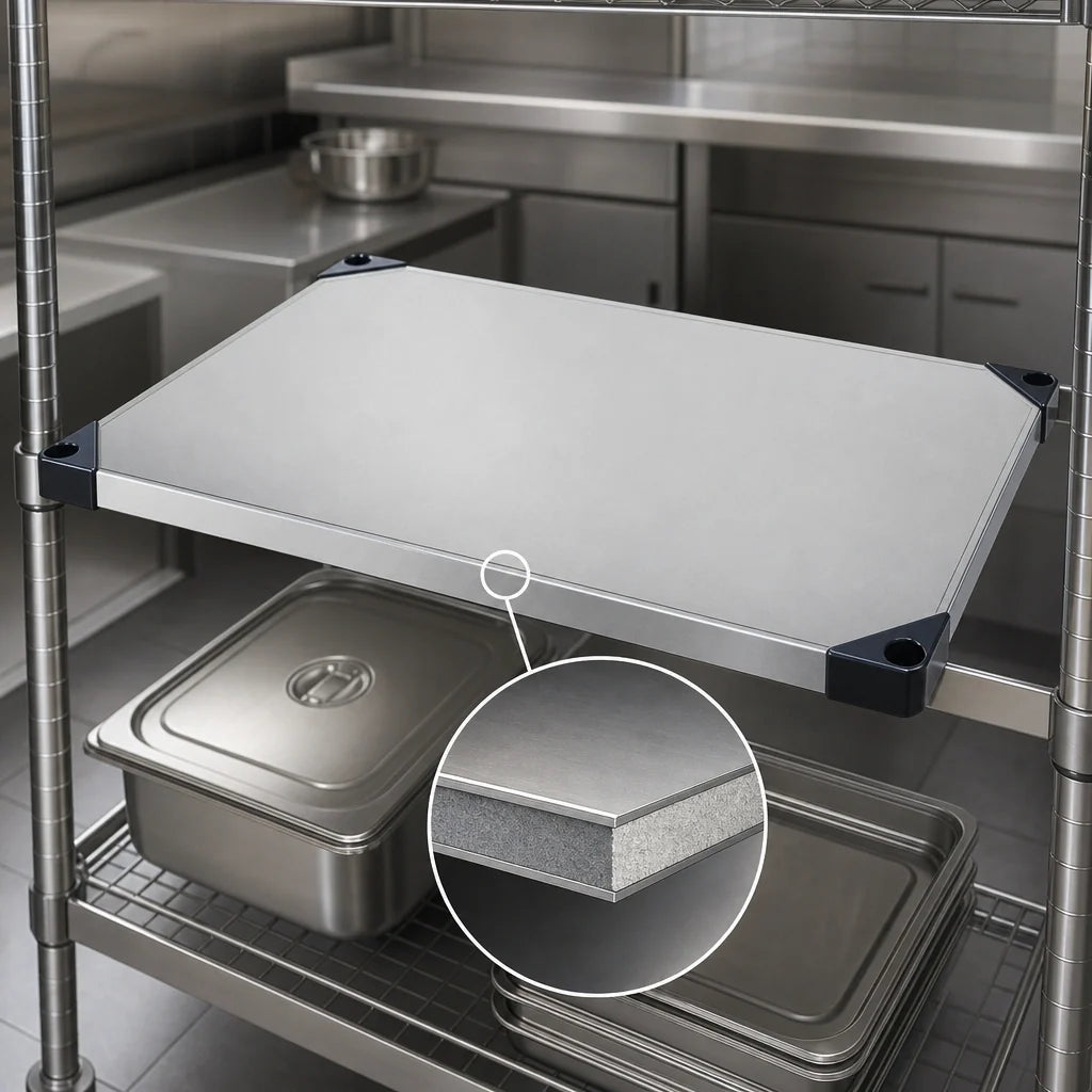 Quantum 2460SS 60"W x 24"D 304 Stainless Steel Solid Shelf with Marine Edge