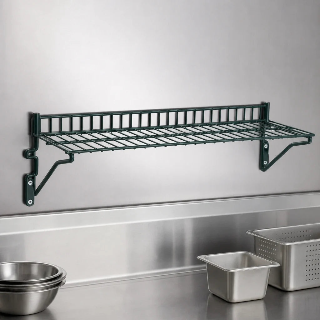 Eagle Group Snap-n-Slide SNSW1248VG Wall-Mounted Wire Shelf, 48 x 12 Inch, 140 lb Capacity, Green Epoxy Finish