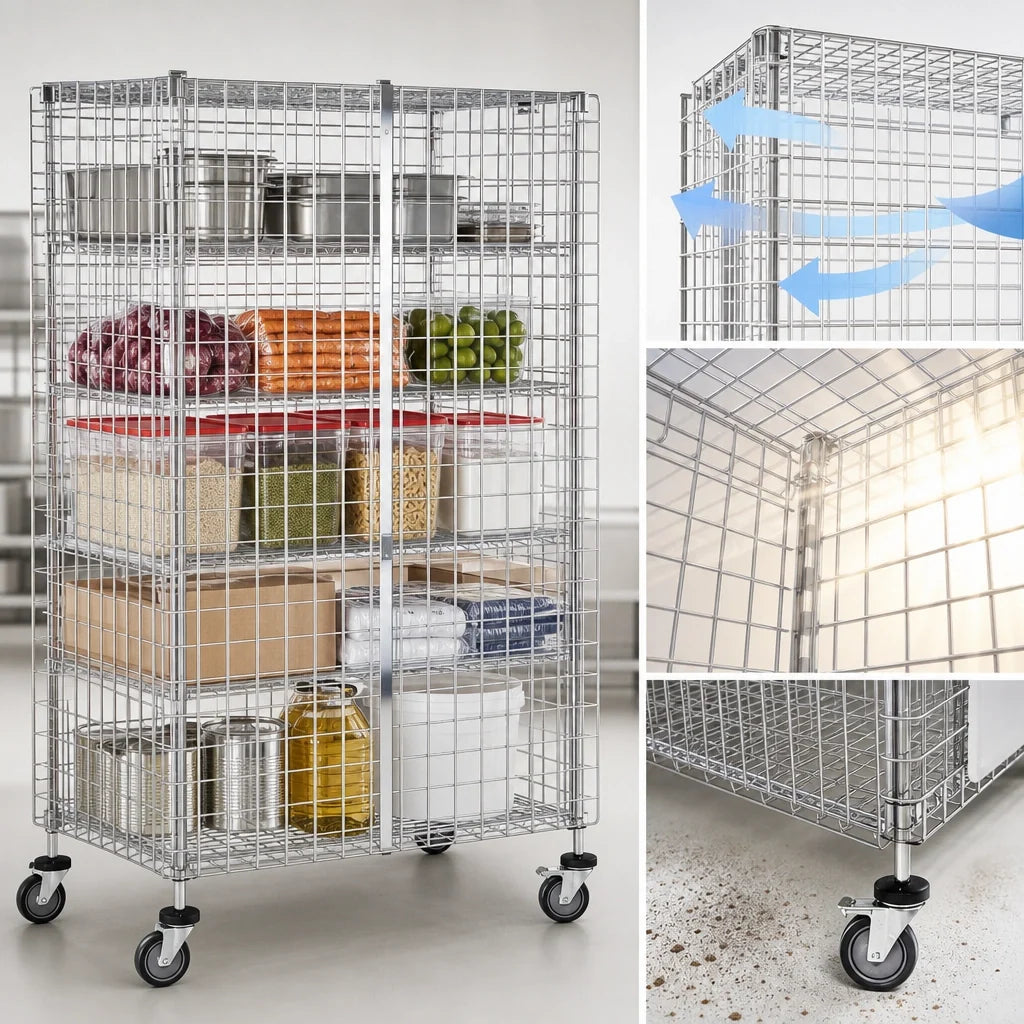 Quantum M2436-69SEC Mobile Wire Security Cage, Chrome, 36 x 24 x 69 Inches