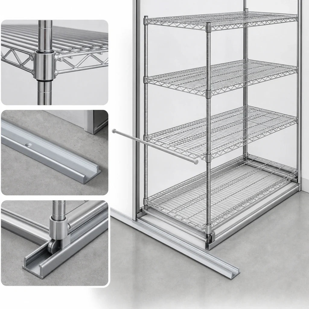 Eagle Group Floor-Trak SDFT-14 Single-Deep Floor Track Kit for Wire Shelving, 14 ft., Anodized Aluminum Tracks