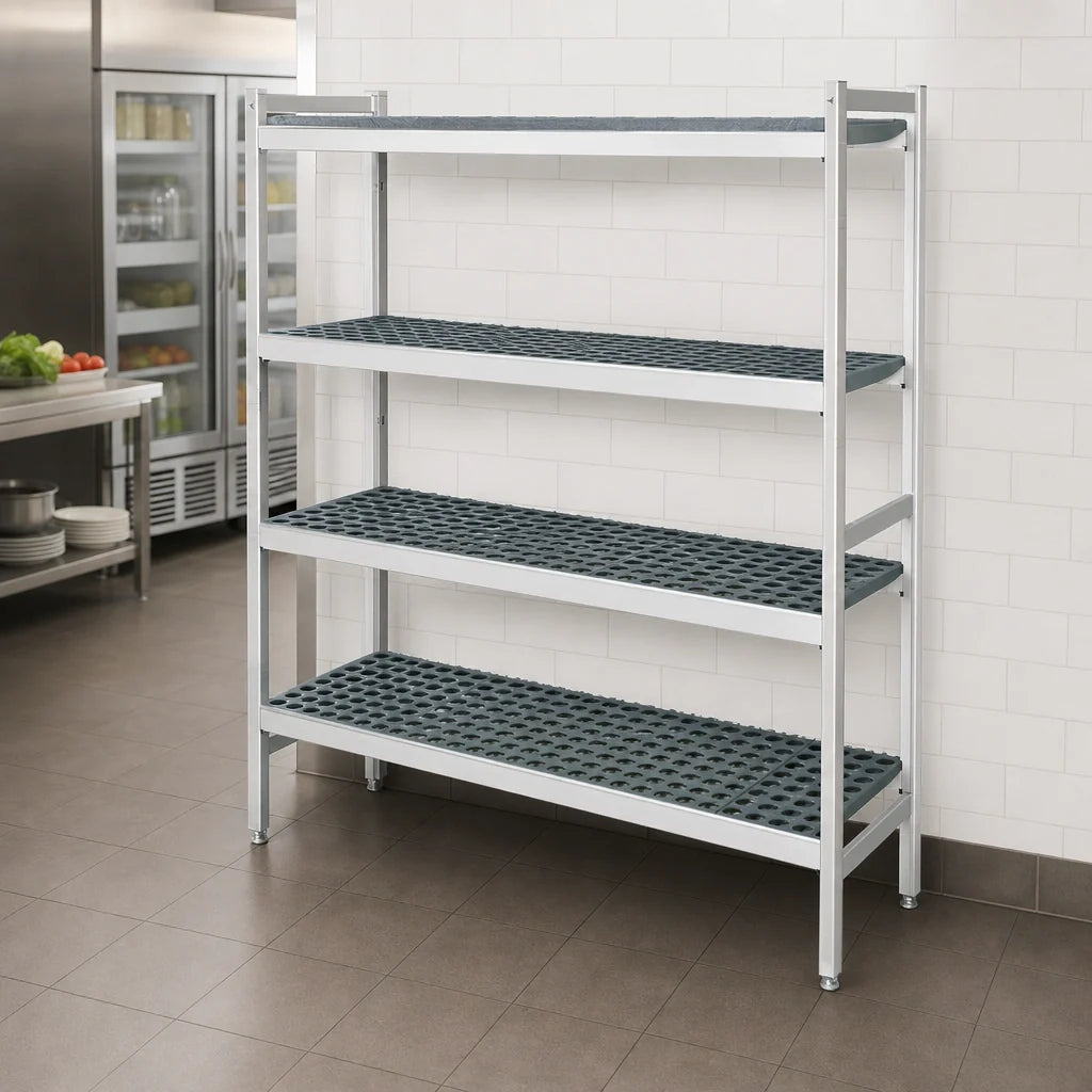 Fermod Fermostock 4R42C83 4-Tier Stationary Starter Shelving Unit, Removable Polymer Inserts, 42W x 22D x 83H