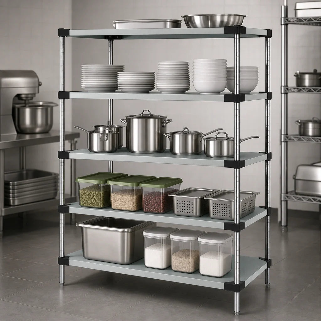 Quantum WRS5-54-1836SS 5-Shelf Solid 304 Stainless Steel Shelving Starter Kit, 36 x 18 x 54 Inch