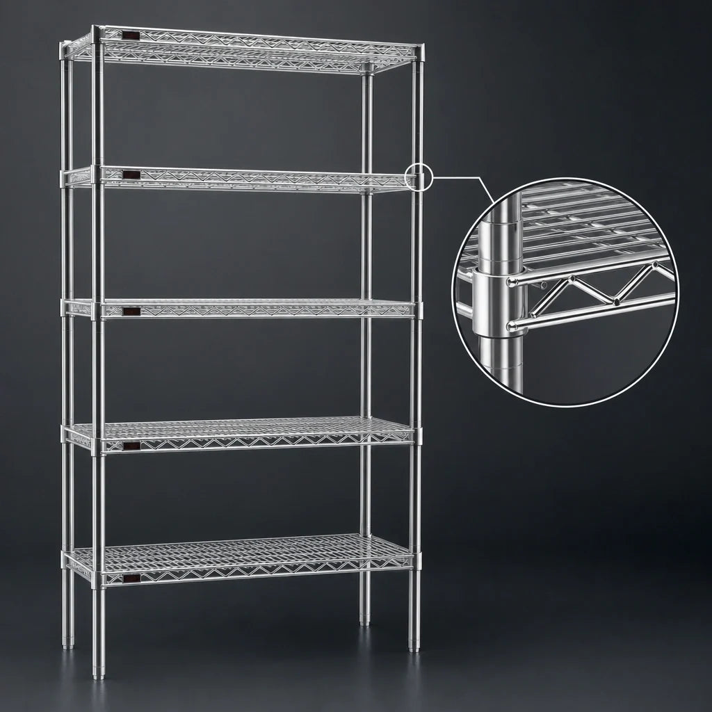 Eagle Group S5-86-2172C 5-Tier Stationary Starter Wire Shelving Unit, 72"W x 21"D x 86"H, Chrome-Plated