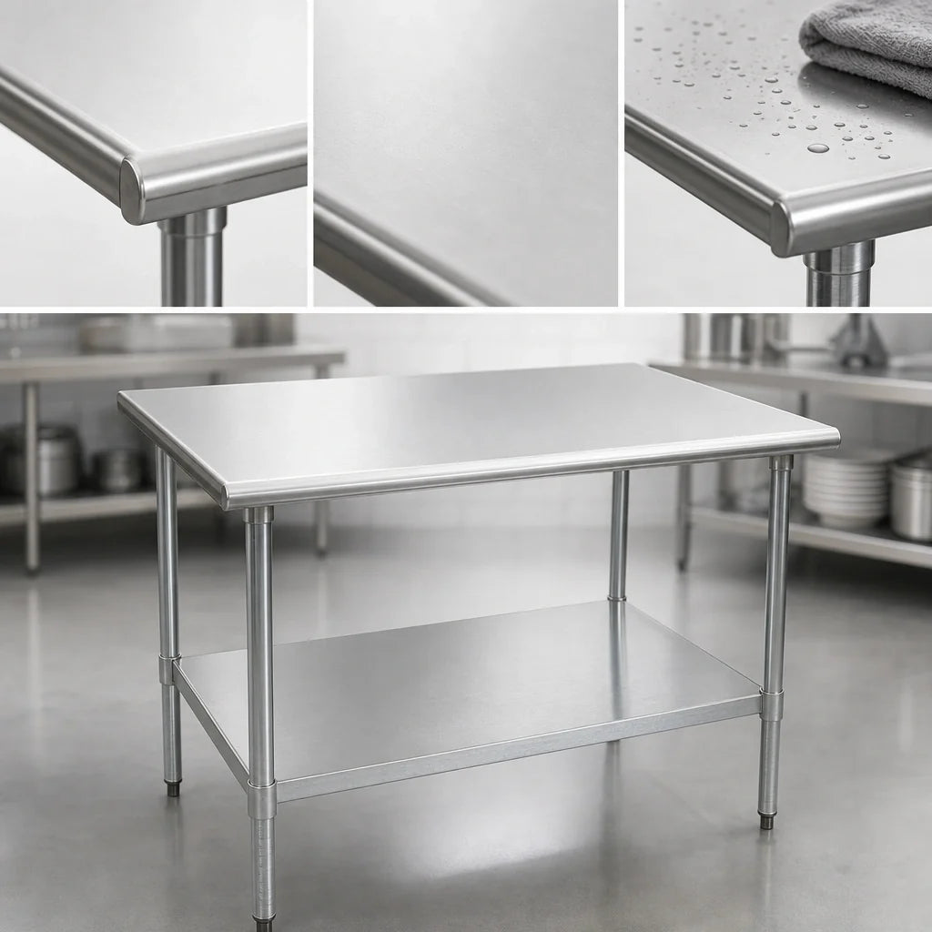Eagle Group BlendPort® BPT-2430B 30 x 24 Inch 430 Stainless Steel Work Table with Galvanized Adjustable Undershelf, Flat Top