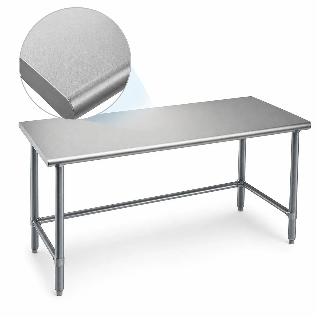 Eagle Group Budget Series T3672GTB 72 x 36-Inch Flat-Top Stainless Steel Work Table with Galvanized Open Base