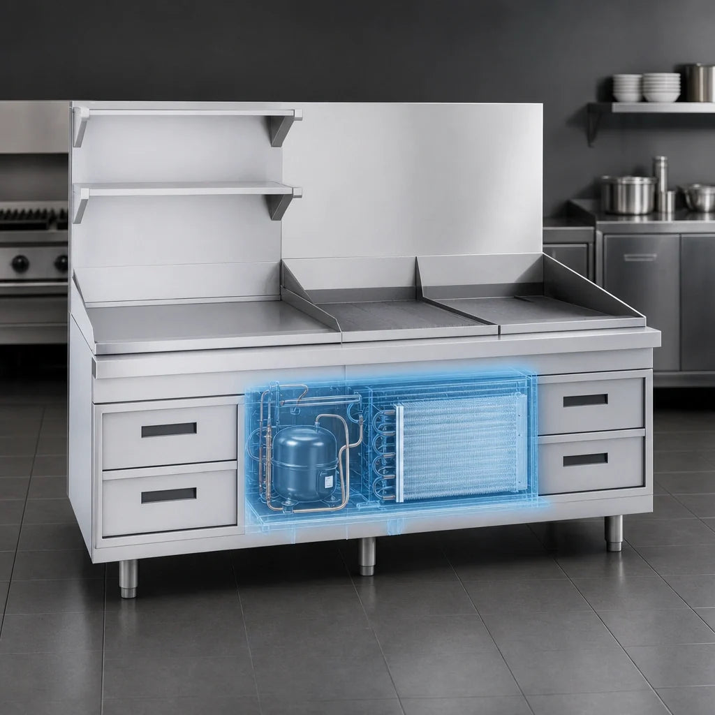 Garland Arctic Fire GN17FC92 92-Inch Self-Contained Freezer Base with 4 Drawers, Stainless Steel, 115V