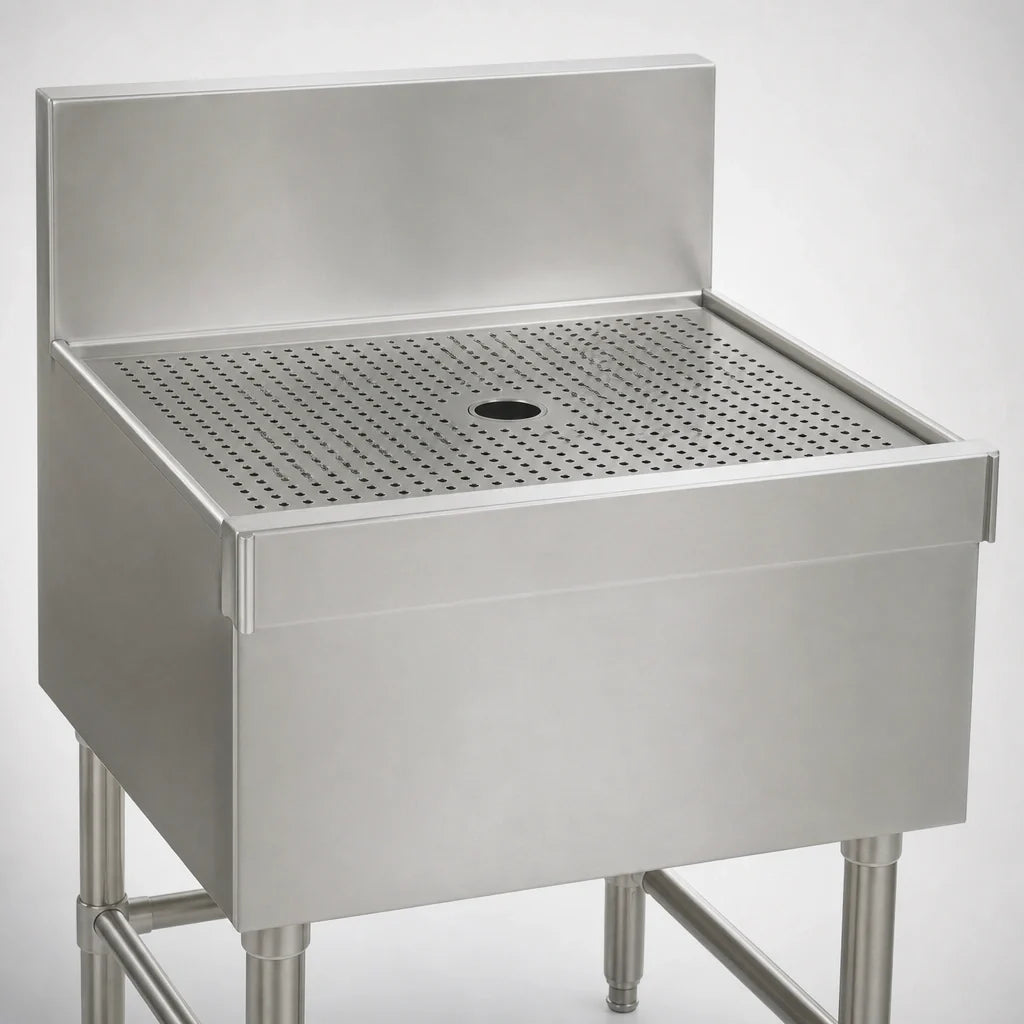 Eagle Group Spec-Bar WB30-24 Freestanding Stainless Steel Workboard, 30 x 24 Inch, Perforated Insert, Open Base, 8 Inch Backsplash