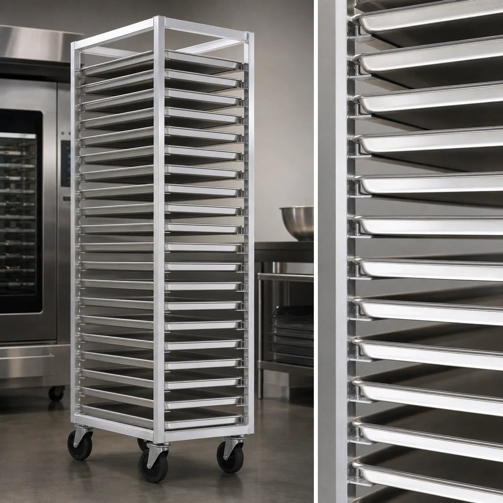 Eagle Group Panco ORF-1830-2 Mobile Full-Height Front-Load Oven Rack for 30 18 x 26-Inch Sheet Pans, Aluminum, 2-Inch Centers