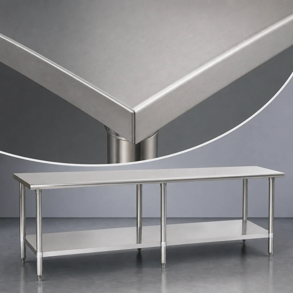 Eagle Group Deluxe T36108EB 108 x 36-Inch Stainless Steel Work Table with Adjustable Galvanized Undershelf, 16-Gauge 300 Series Top