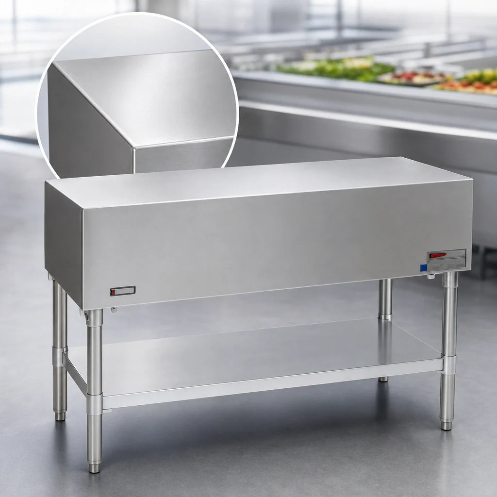 Eagle Group SST-4 Stainless Steel Utility Serving Counter, Open Base, Flat Top, 63-1/2"W x 22-1/2"D x 35-1/2"H