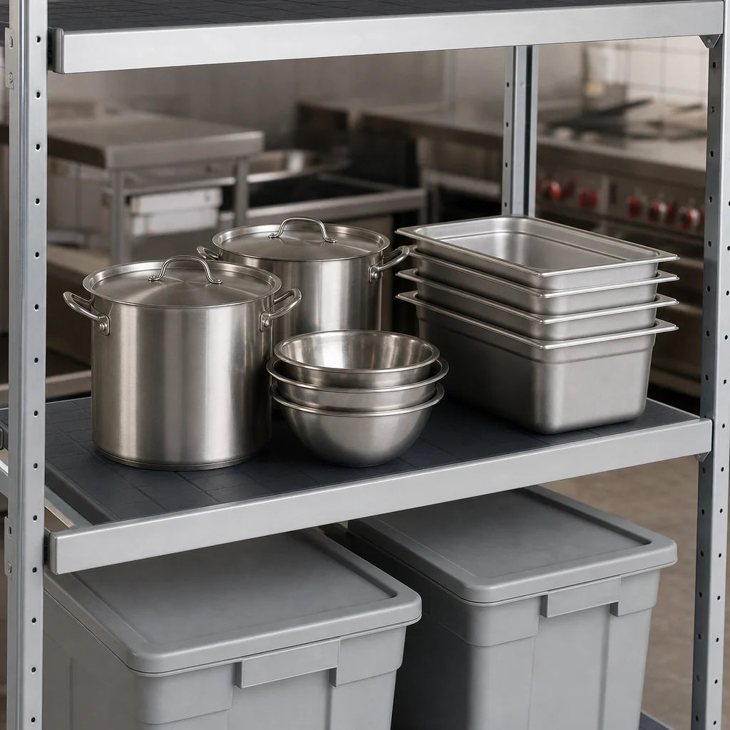 Fermod Fermostock 64276EX-R1 42" W x 22" D Horizontal Solid Polymer Shelf, 800 lb. Capacity, Removable Dishwasher-Safe Inserts