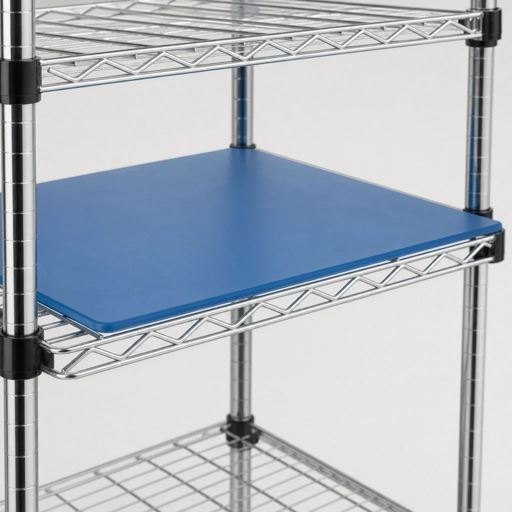 Eagle Group QuadPlus QPF-QA2424C-BS 24" x 24" Solid Blue Polymer Shelf Mat with Antimicrobial Protection and Chrome Wire Frame Case of 4
