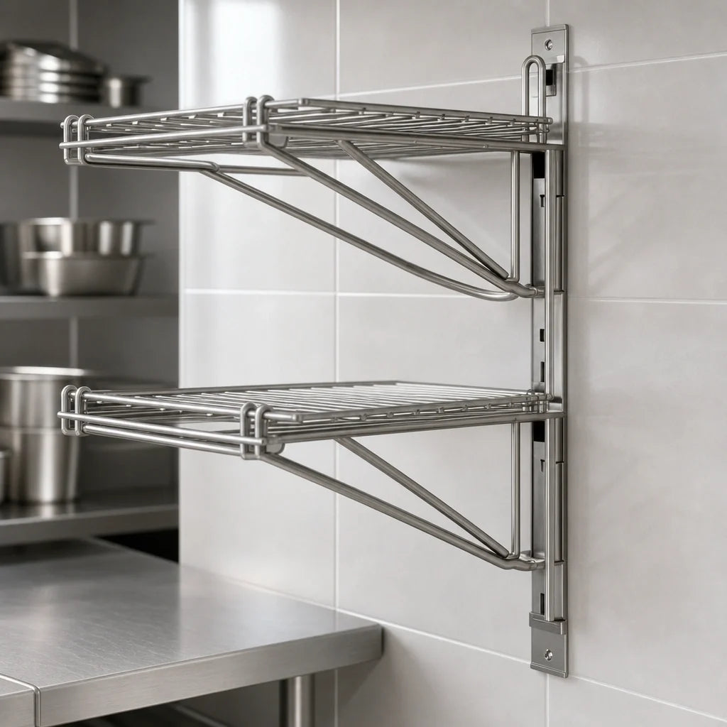 Eagle Group PDWB14S 14-Inch Stainless Steel Double Mid Shelf Bracket for Adjustable Post Wire Wall Mounts
