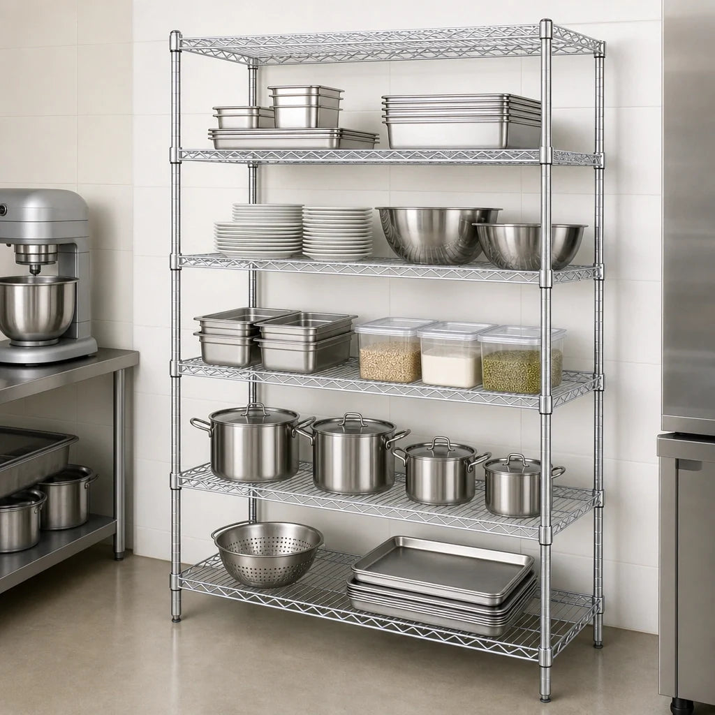 Quantum WR86-3072S-5 72"W x 30"D x 86"H 5-Shelf 304 Stainless Steel Wire Shelving Starter Unit