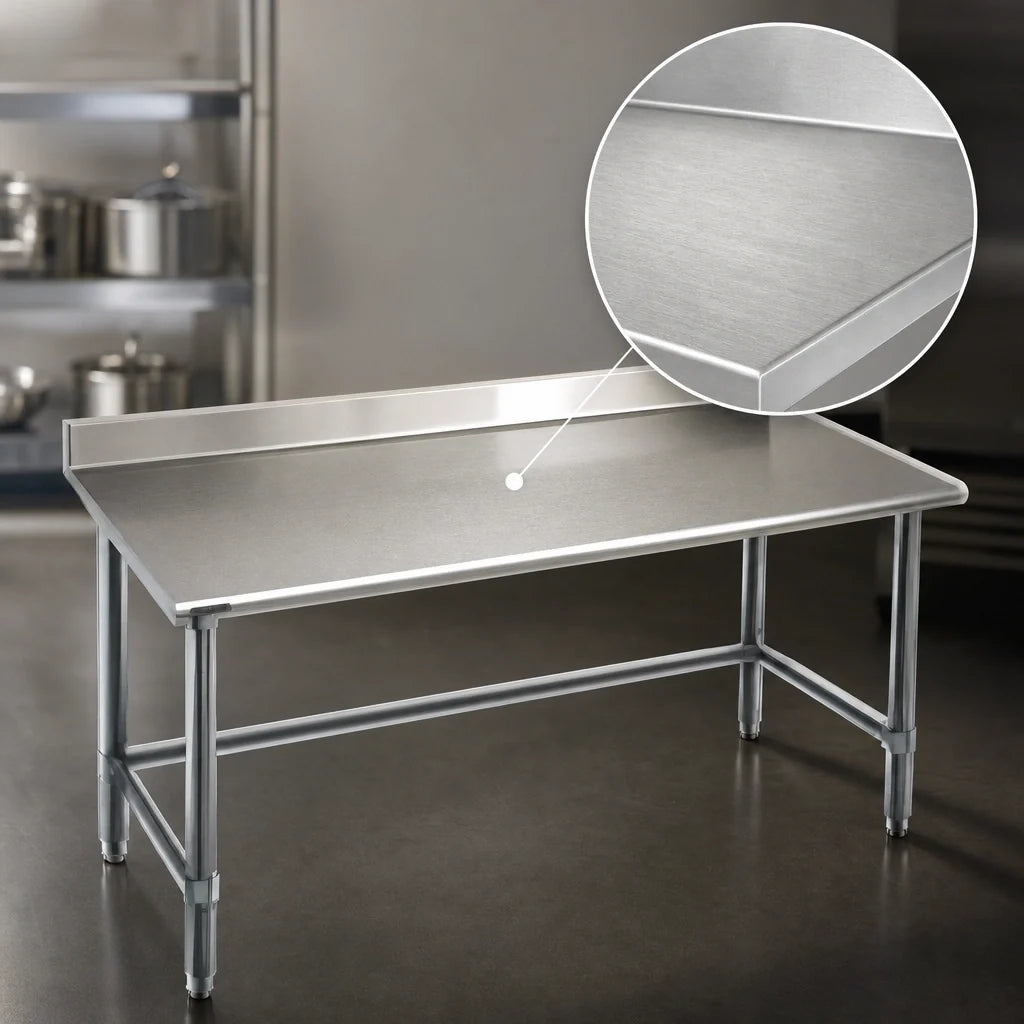 Eagle Group Budget Series T3048STB-BS 48 x 30-Inch 430 Stainless Steel Work Table with 4-1/2-Inch Backsplash and Open Base