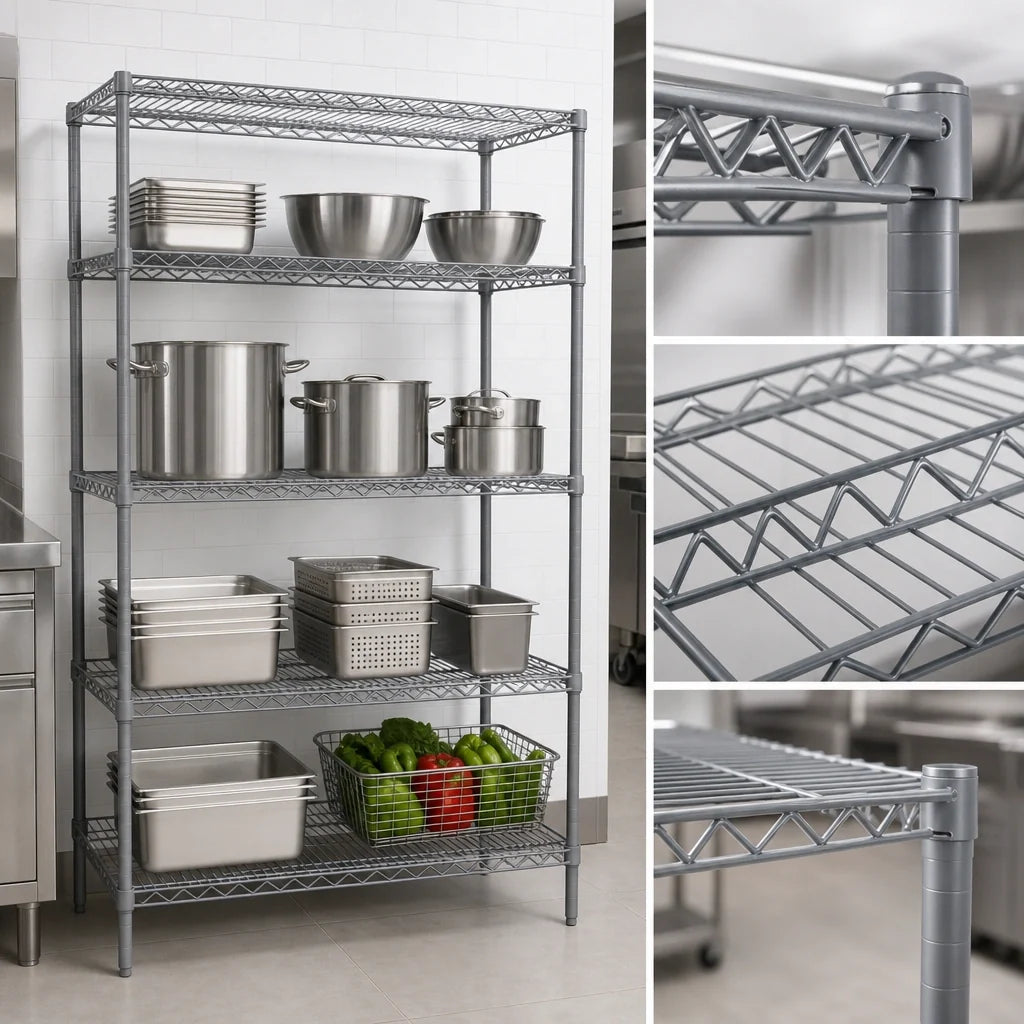 Eagle Group Valu-Master S4-74-2160V 4-Tier Starter Wire Shelving Unit, 60"W x 21"D x 74"H, Pewter Gray Epoxy
