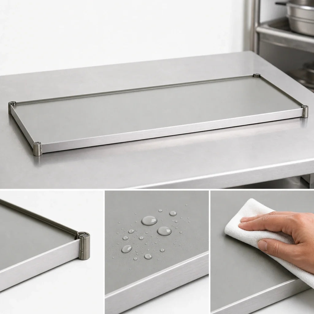 Eagle Group Valu-Master SS2148V 48 x 21 Inch Solid Galvanized Steel Shelf with Marine Edge, Gray Epoxy Finish Case of 4