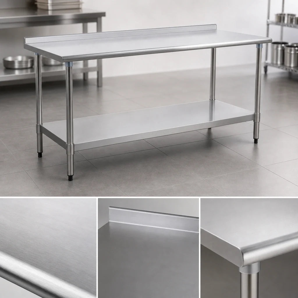 Eagle Group BlendPort® BPT-2484SB-UT 84 x 24-Inch 430 Stainless Steel Work Table with Rear Upturn and Adjustable Undershelf