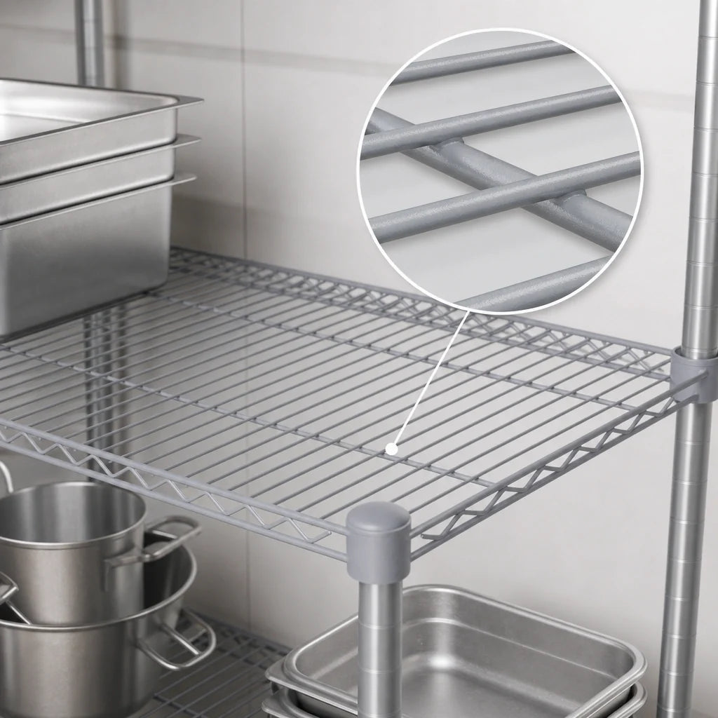 Quantum 3060GY 60 x 30 Inch Gray Epoxy Antimicrobial Wire Shelf, 600-800 lb. Capacity