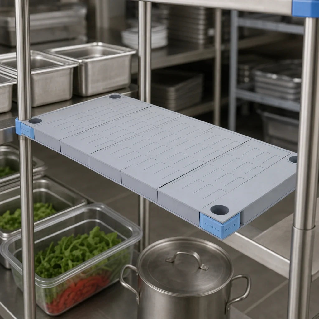 Quantum Millenia QP1860SS Solid Polymer Shelf, 60"W x 18"D, Gray, Removable Mat, 1,000-lb Capacity
