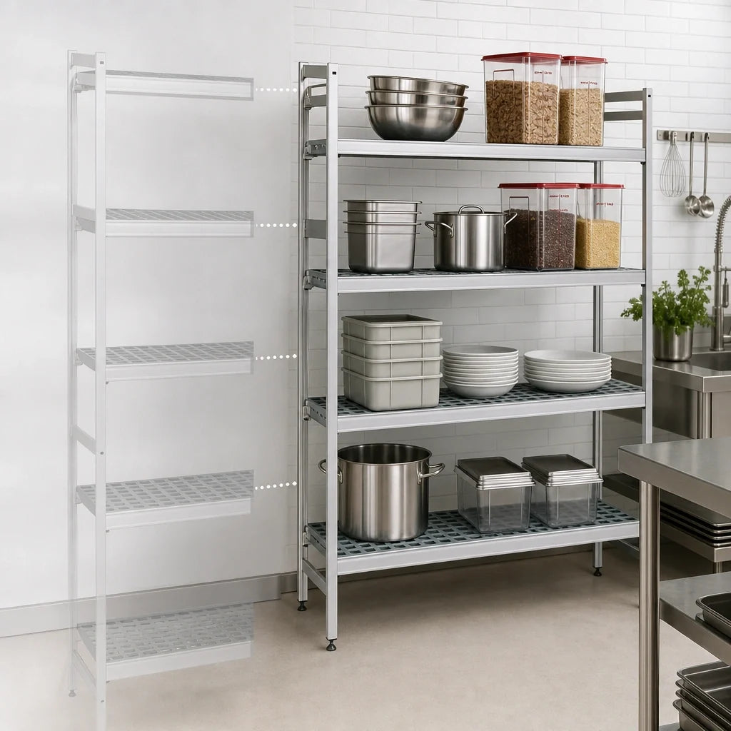 Fermod Fermostock 5R26A83-E 5-Tier Polymer Shelving Add-On Unit, 26W x 14D x 83H, 800 lb. Per Shelf