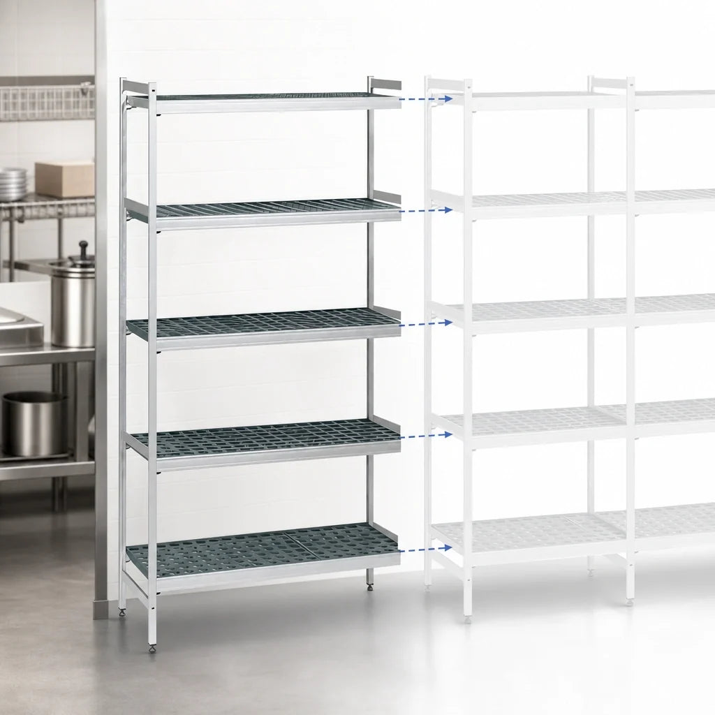 Fermod Fermostock 5R31B83 5-Tier Perforated Starter Shelving Unit, Anodized Aluminum, Removable Polymer Inserts, 31 x 18 x 83 Inches