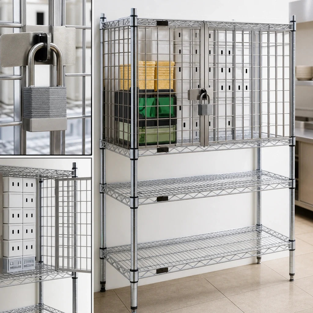 Eagle Group SECM1836S Stainless Steel Security Enclosure Kit with Hinged Doors for 36"W x 18"D Wire Shelving