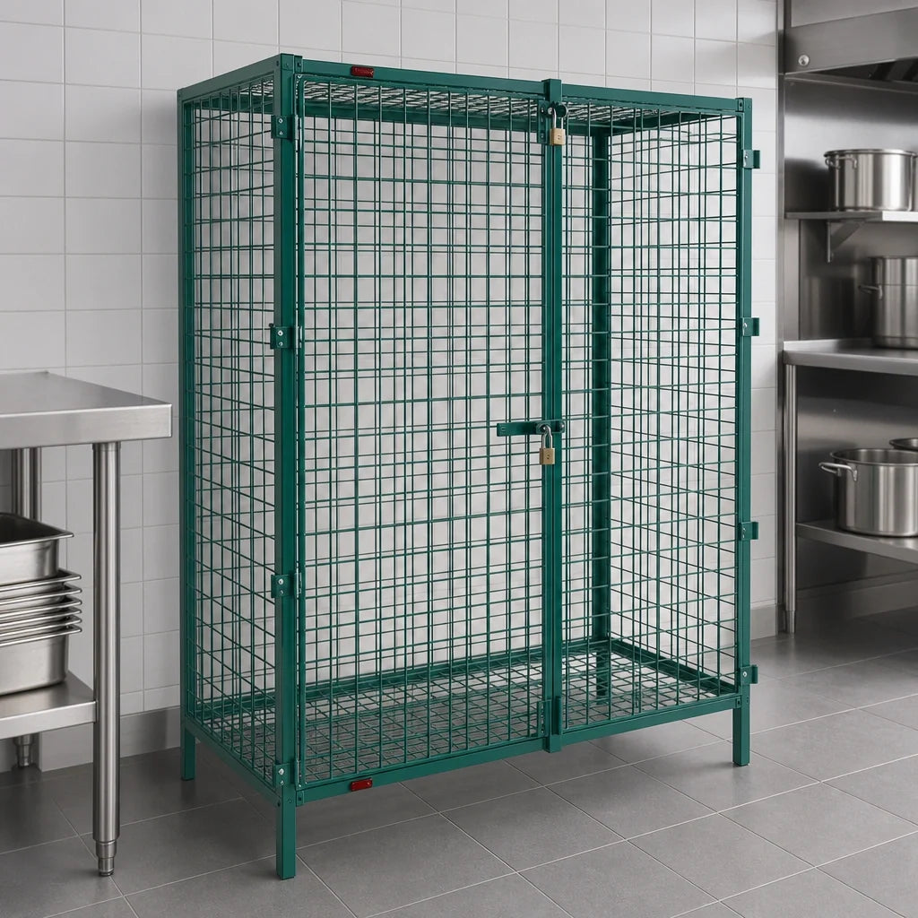 Eagle Group EagleGard SC1460E Stationary Wire Security Cage with Dual Padlockable Doors, 63-1/4 x 17-1/4 x 67 Inches