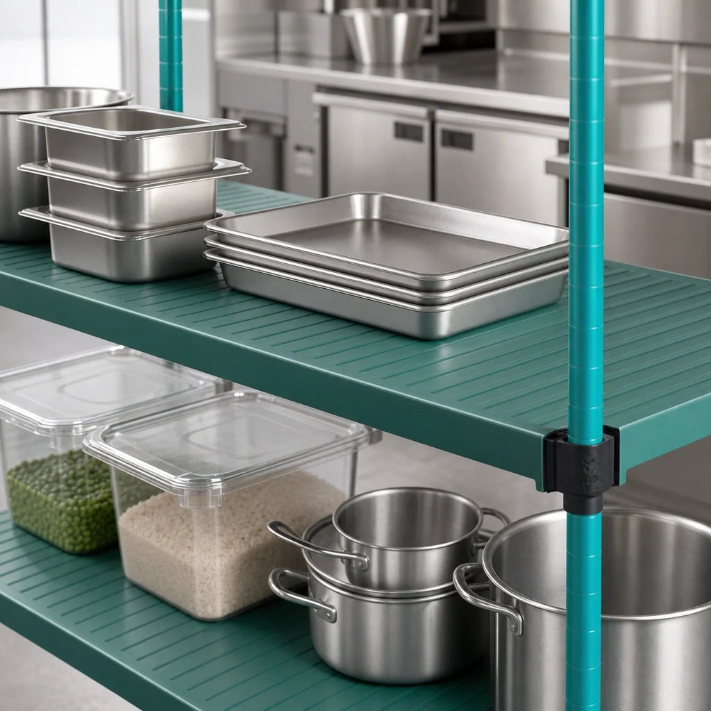 Eagle Group QuadPlus QPF-QA1854E-GS Solid Green Polymer Shelf Mat with Quad-Adjust Frame, 54 x 18 Inches Case of 2