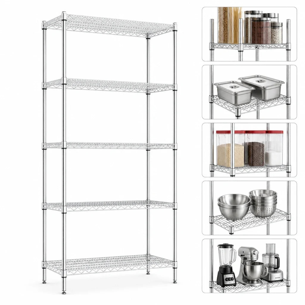 Eagle Group S5-86-2130C 5-Tier Starter Wire Shelving Unit, 30 x 21 x 86 Inches, Chrome-Plated
