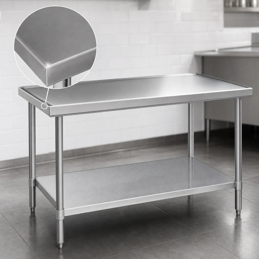 Eagle Group Spec-Master T36120EM Stainless Steel Work Table, 14-Gauge 300 Series Top, Adjustable Galvanized Undershelf, 120W x 36D