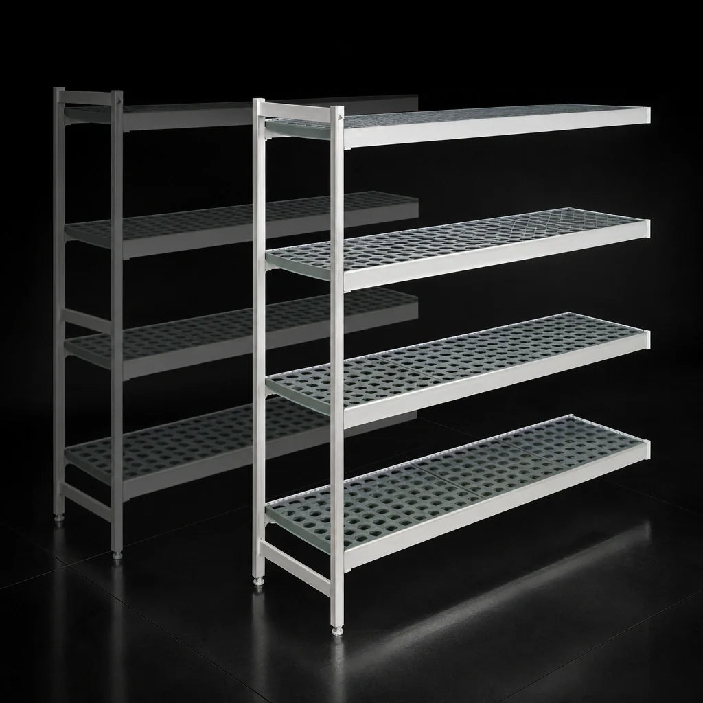 Fermod Fermostock 4R42B83-E 4-Tier Polymer Shelving Add-On Unit, 83"H x 42"W x 18"D, 1 Upright