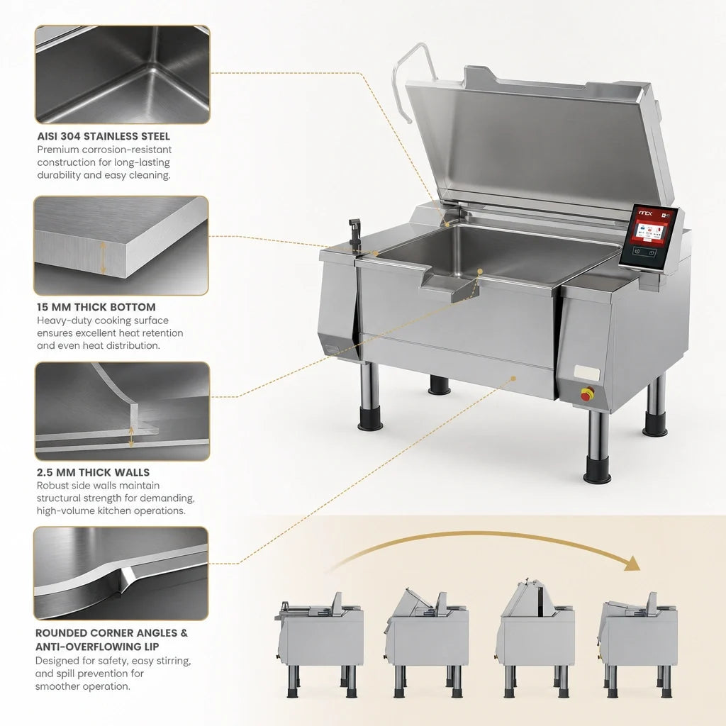 Firex (Middleby) Betterpan UDBRE048V1 48-Gallon Electric Tilting Skillet Braising Pan with Programmable Touchscreen Controls
