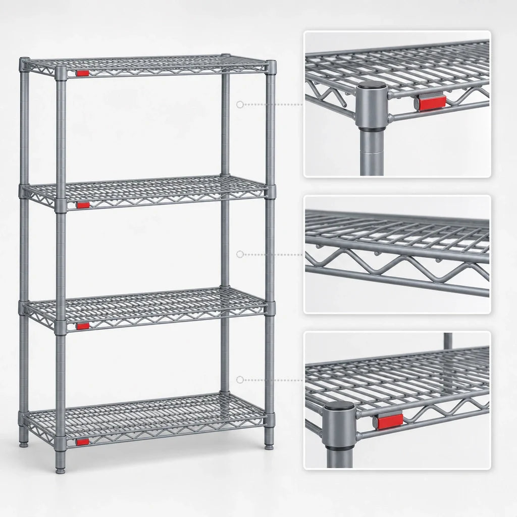 Eagle Group Valu-Master S4-63-2142V 4-Tier Stationary Wire Shelving Starter Unit, 42W x 21D x 63H, Pewter Gray Epoxy