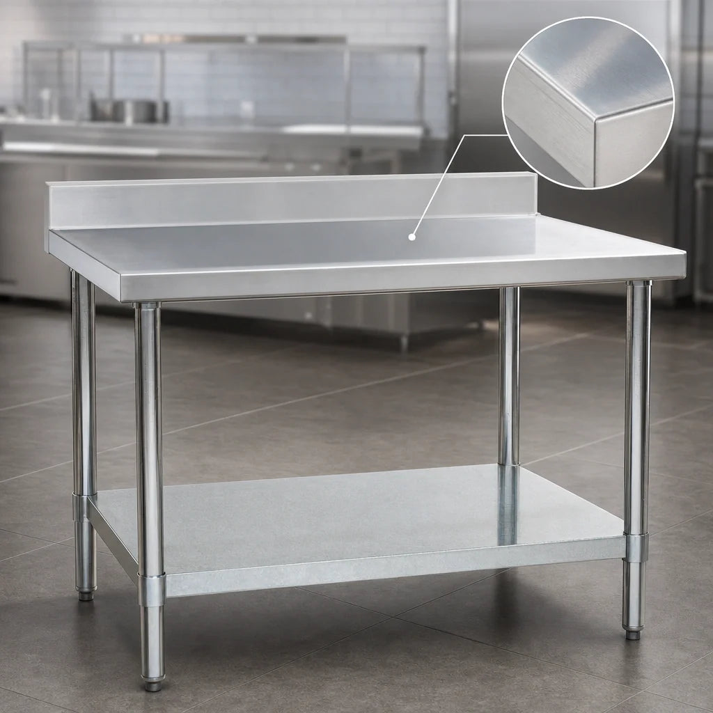 Eagle Group Spec-Master T3684EM-BS 84-Inch x 36-Inch Stainless Steel Work Table with 4-1/2-Inch Backsplash and Galvanized Undershelf